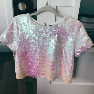 White Sequin Top